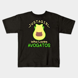 Just a Girl Who Loves Avocados Avocado Cat Vegan Kids T-Shirt